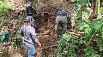 Akselerasi Pembangunan Jembatan Gantung Perintis Garuda, Koramil Kajang dan Warga 3 Desa Ukur Serta Gali Cor Slink Angin