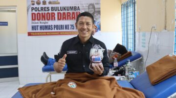 Sambut HUT Humas Polri ke-75, Humas Polres Bulukumba Gelar Bakti Sosial Donor Darah