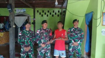 Gencarkan Komsos dan Edukasi Hukum, Satgas Pamtas Yonarmed 13/Nanggala Terima Penyerahan Sukarela 1 Pucuk Senjata Api Rakitan dari Warga Perbatasan